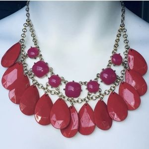 Red and pink chunky statement necklace